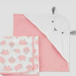 NWT Baby Girls' Sheep Bath Towel Set